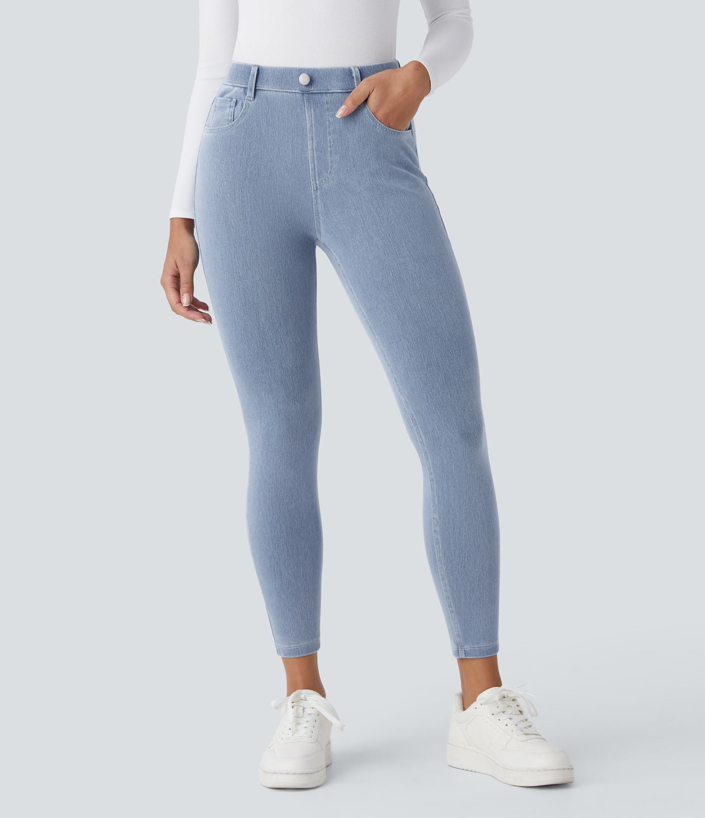 Leggings 7/8 de travail en denim taille haute avec poches Halara Flex™
