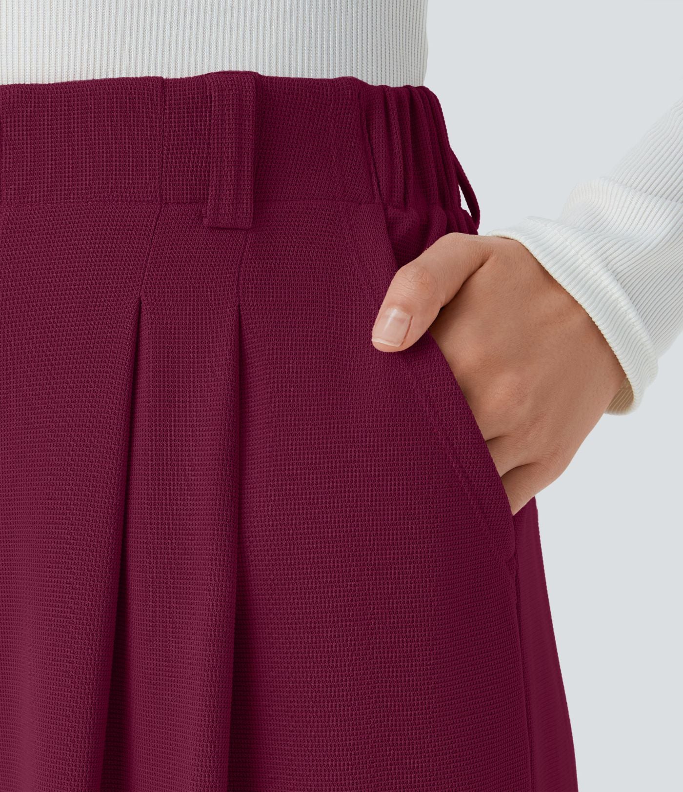 Pantalon Tailleur Large Fluide Halara Flex™ Gaufré Taille Haute Poches Latérales