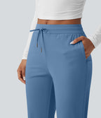 Pantalon de golf fuselé, taille mi-haute, cordon, ourlet courbé, séchage rapide, avec poches—UPF40+