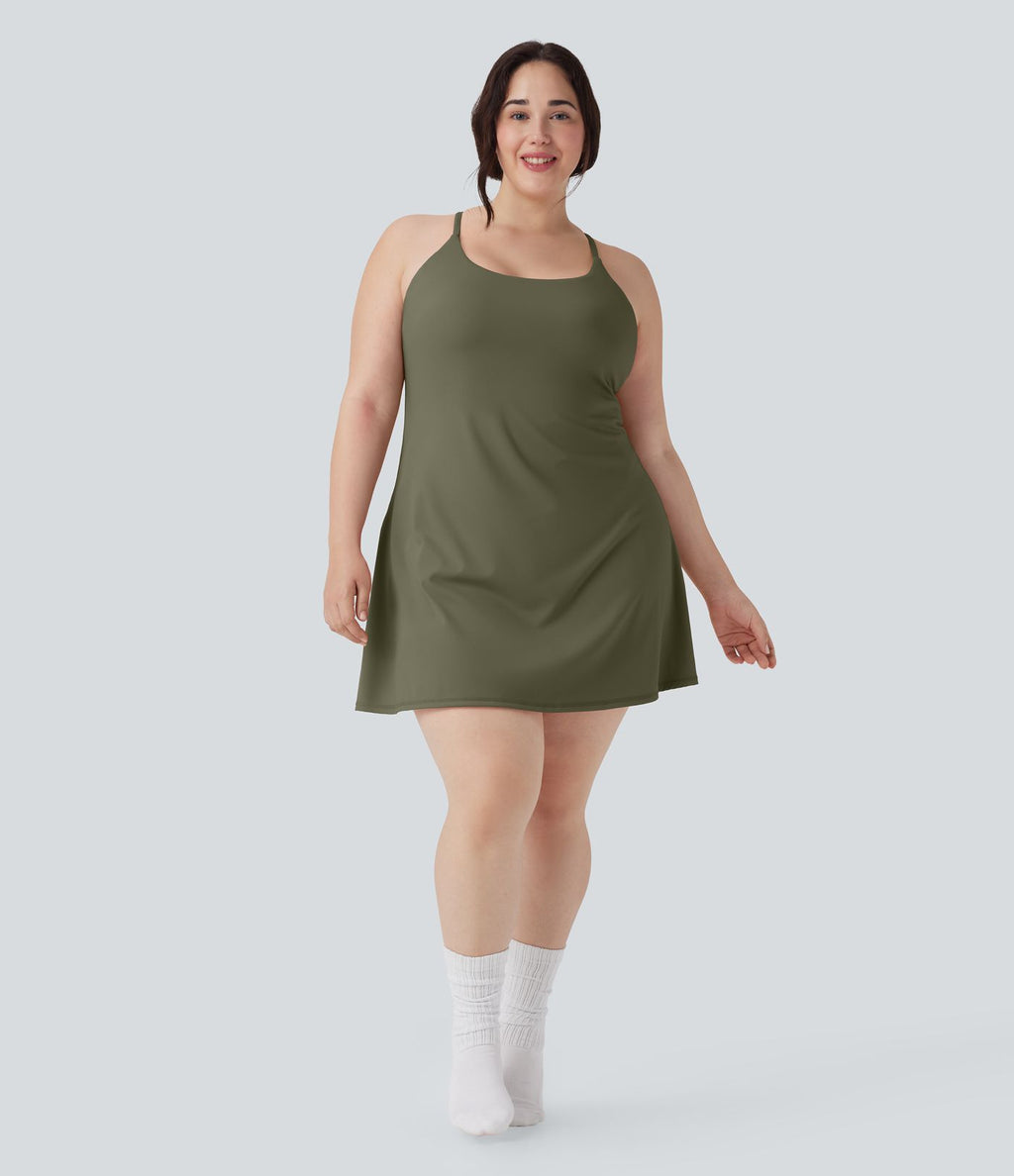 Robe de sport grande taille dos nu Softlyzero™ Plush - longueur rallongée - Easy Peasy Edition