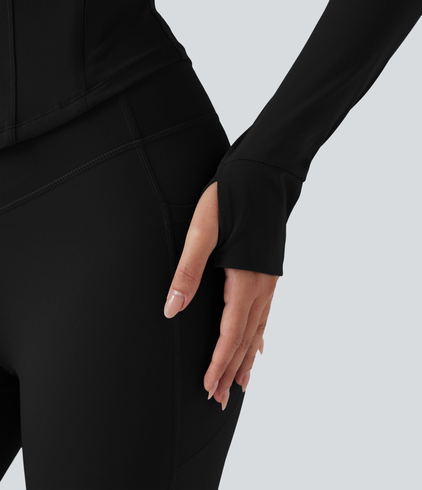 Veste yoga Halara UltraSculpt™ push-up col V manches longues avec trous pouces et poches