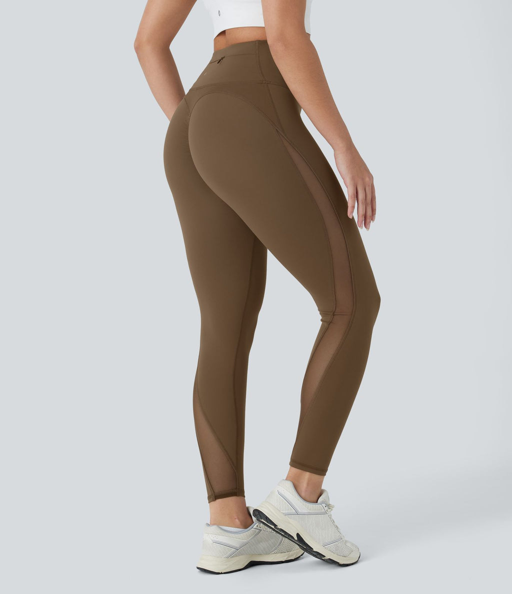Legging 7/8 d'entraînement gainant taille haute avec mesh contrastant et zip arrière DayStretch avec poches
