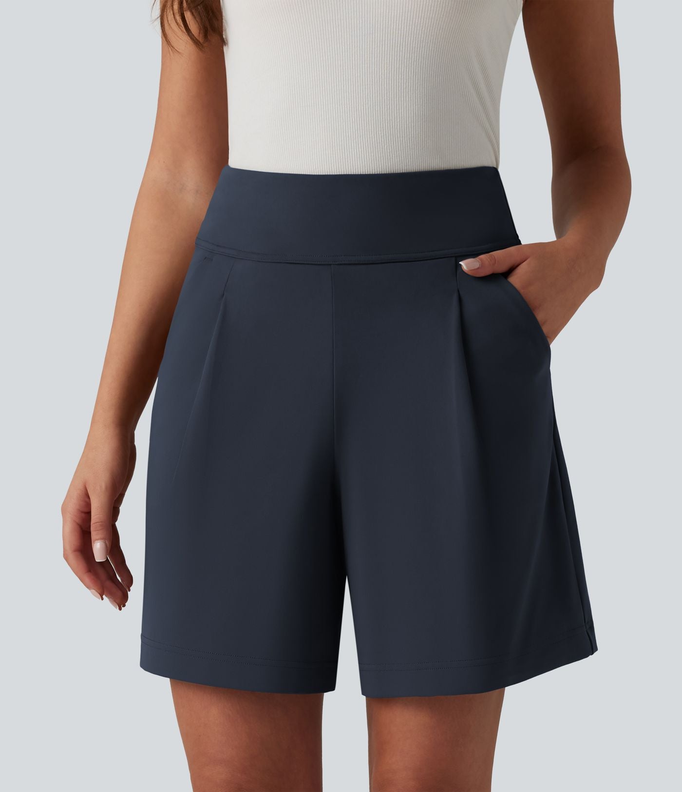 Short tailleur ample DayStretch taille haute 17,5 cm avec poches