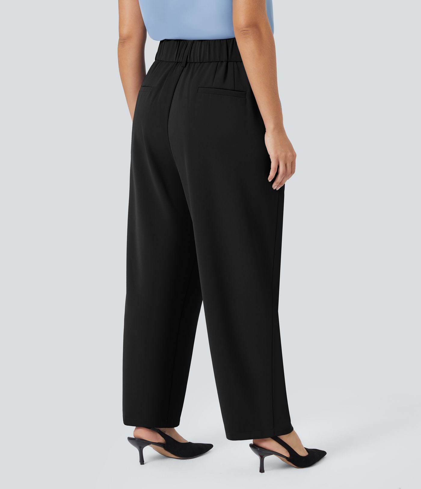 Pantalon de travail grande taille Halara Flex™ fuselé uni, taille haute, avec poches