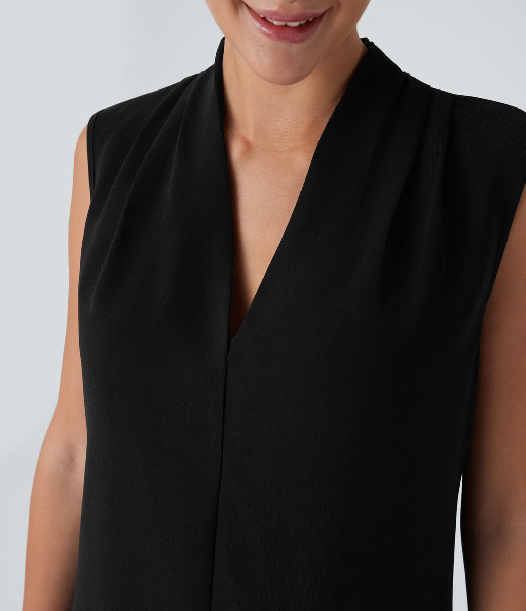 Blouse sans manches col V pour le bureau