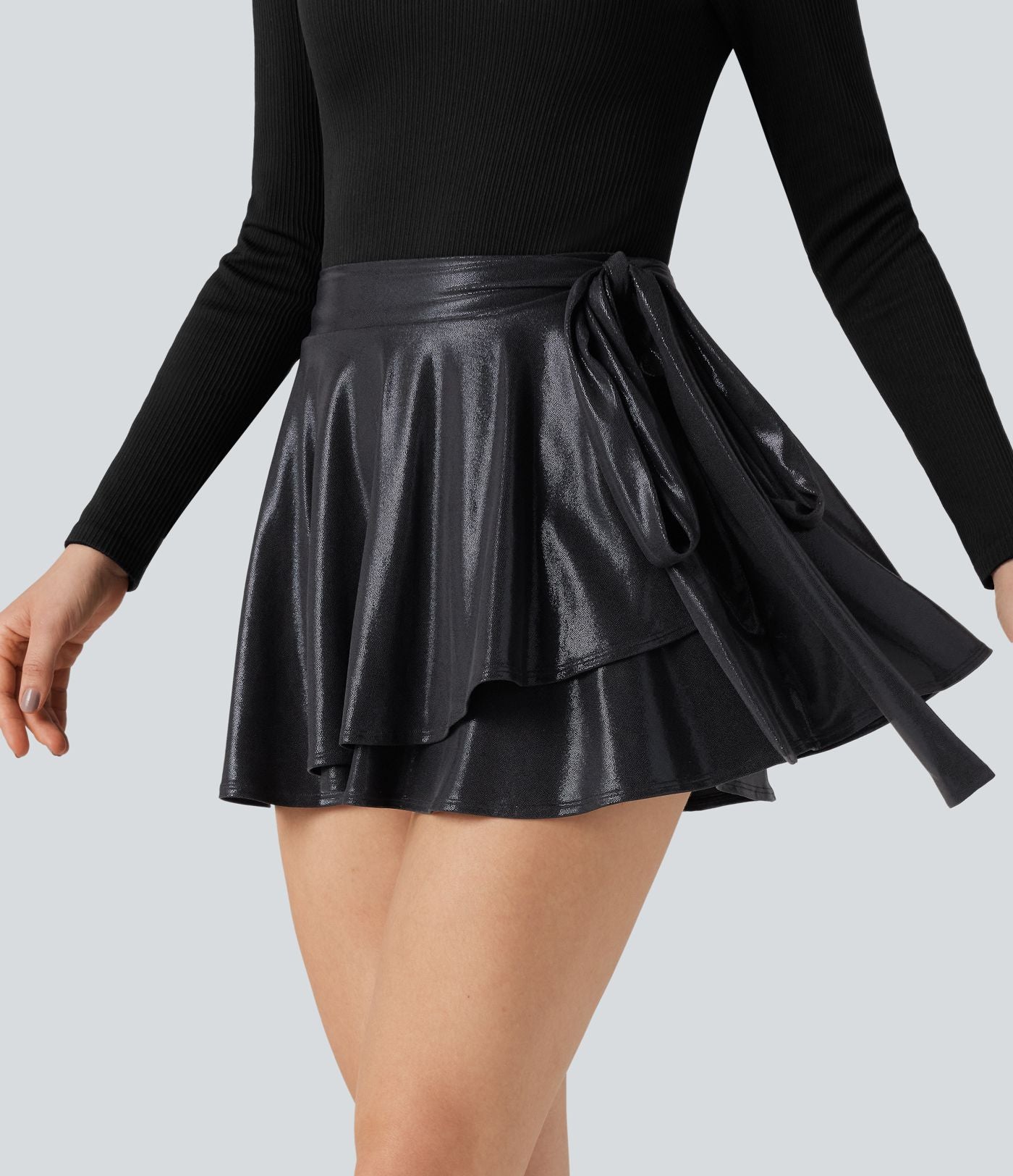 Jupe extensible SoftlyZero™ tissu enduit imprimé métallique taille haute avec poches