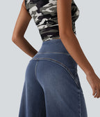 Halara Flex™ Jean large casual 7/8 ventre plat taille haute avec ourlet arrondi et poches