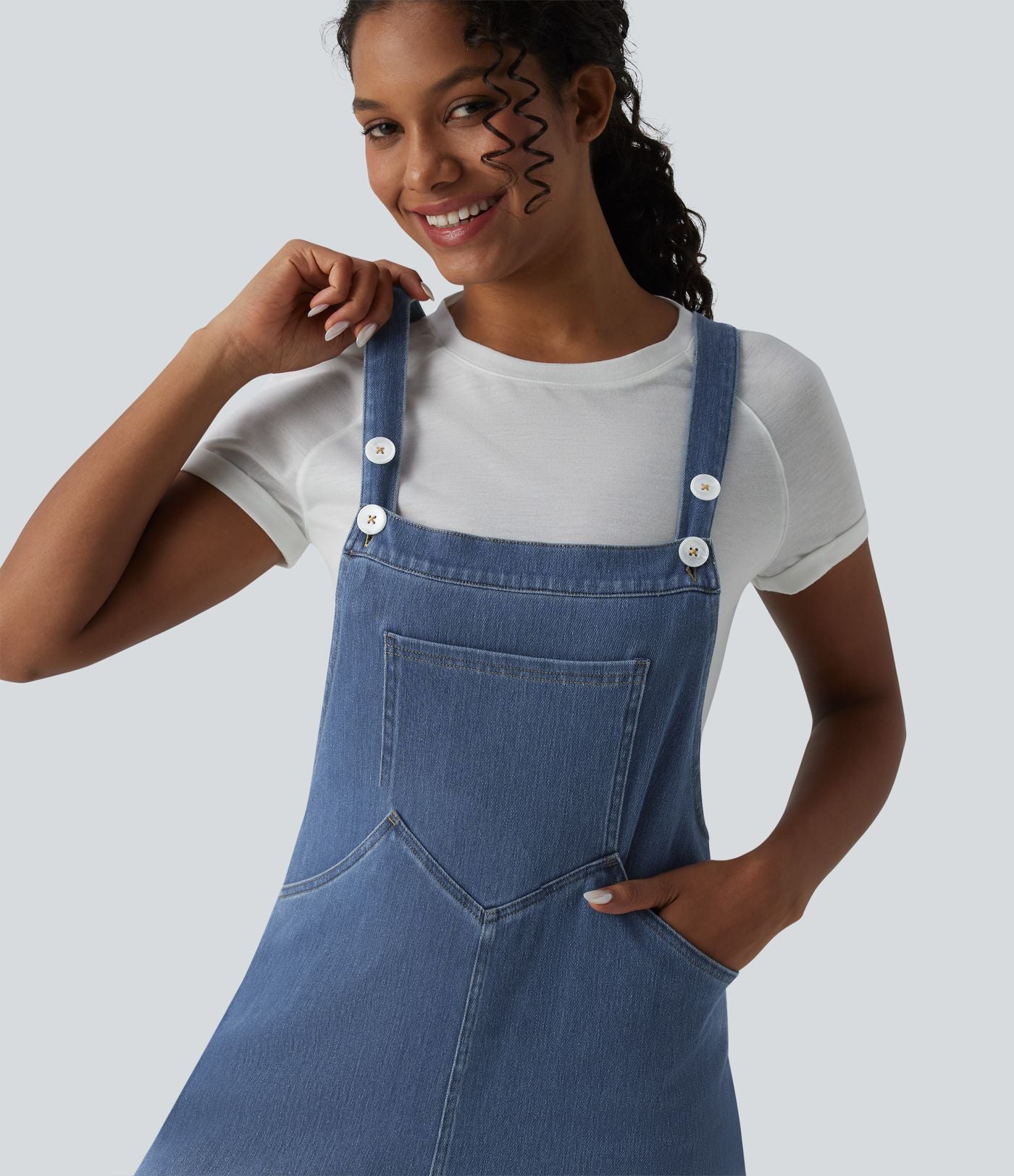 Halara Flex™ Salopette en denim coupe large avec poches