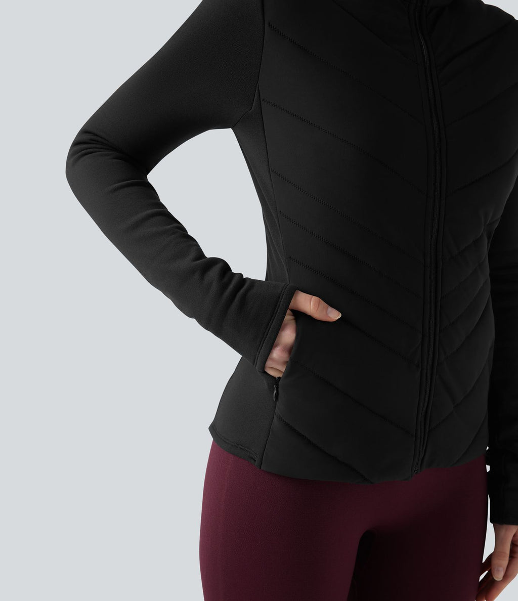 Veste matelassée running PuffFlex col cheminée manches longues avec zip et poches
