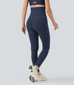 Pantalon large fluide décontracté gainant taille haute avec poches