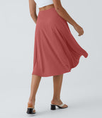 Breezeful™ Jupe Danse Fluide 2-en-1 à Taille Haute Volants Asymétriques Haut-Bas et Séchage Rapide