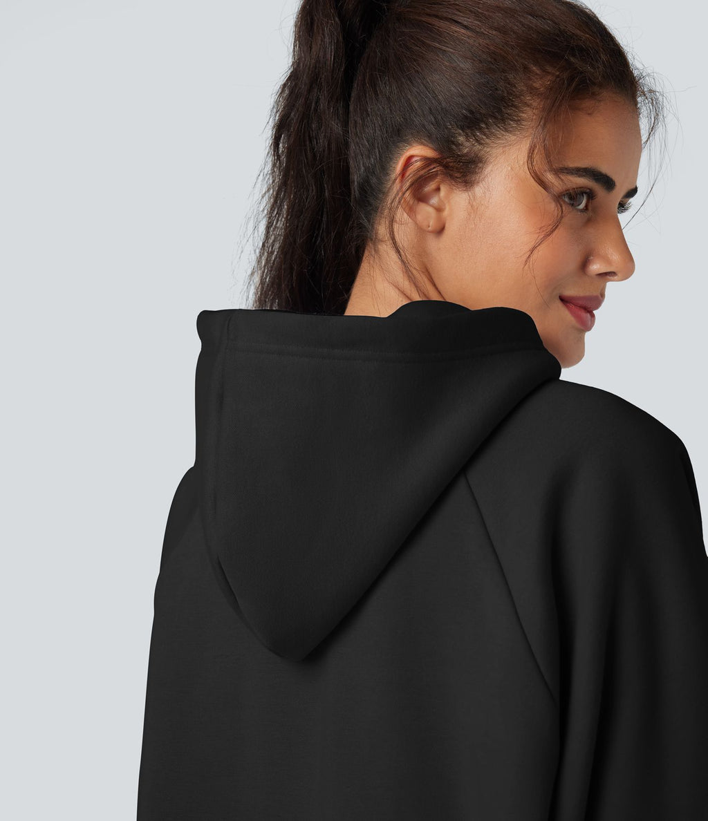 Sweat-shirt coton polaire à capuche cordon de serrage manches longues avec poches