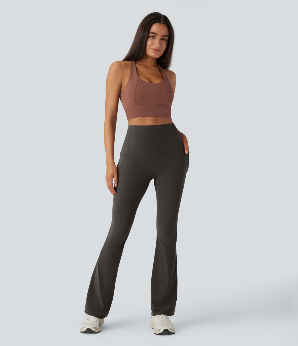 Pantalon de yoga à coupe bootcut gainant taille haute avec poches Halara UltraSculpt™
