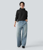 Pull casual col cheminée manches longues