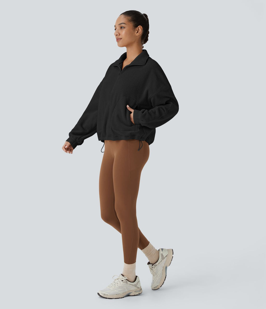 Sweat-shirt de randonnée en polaire avec col et demi-zip