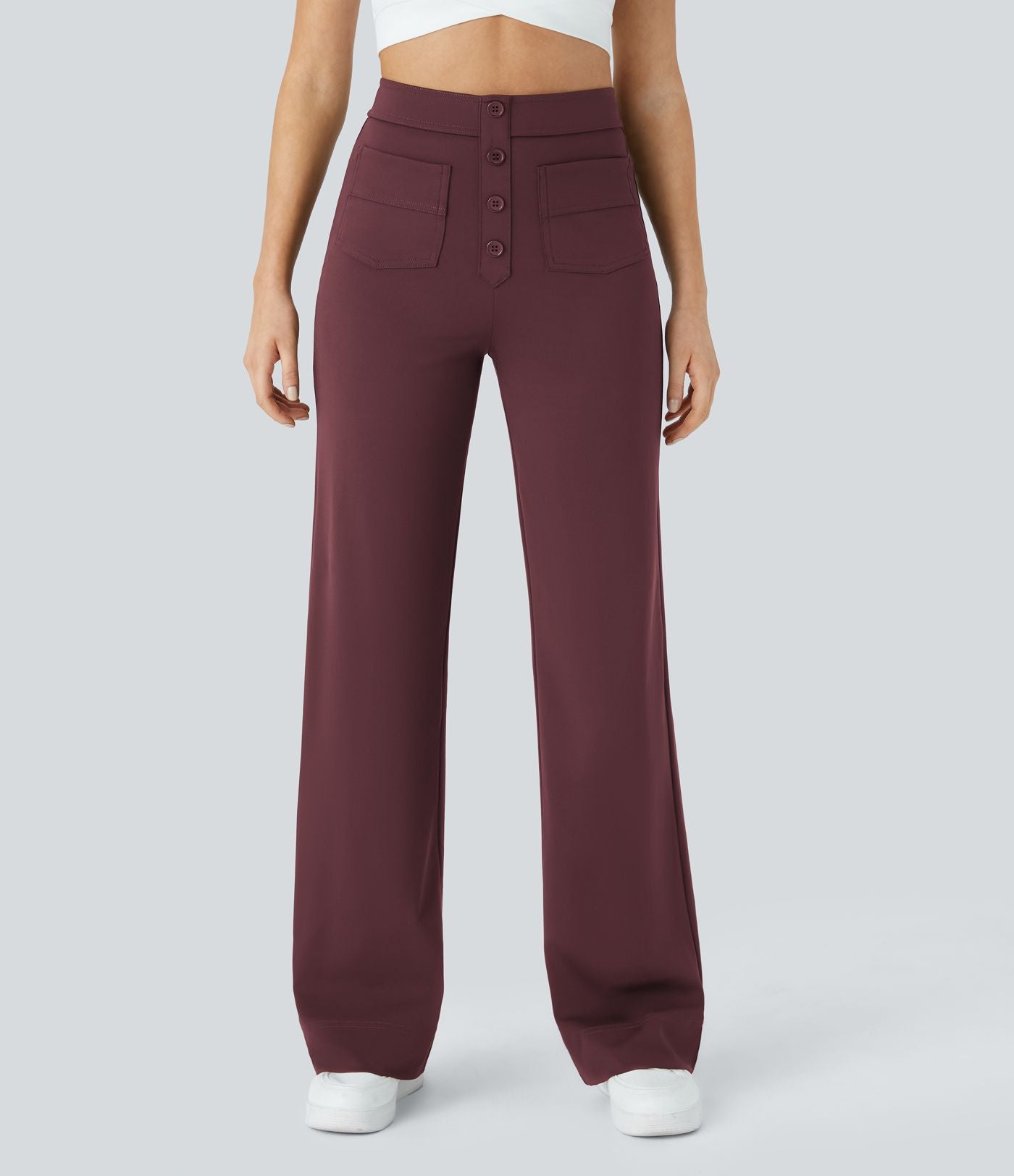 Pantalon taille haute coupe droite DayStretch avec poches