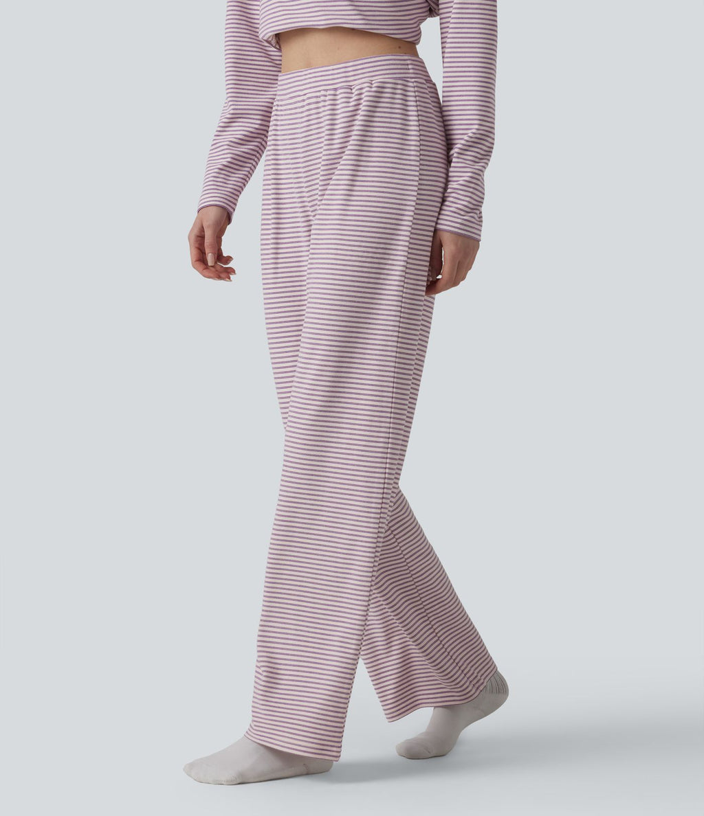 Pantalon de détente large rayé taille haute