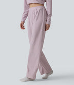 Pantalon de détente large rayé taille haute