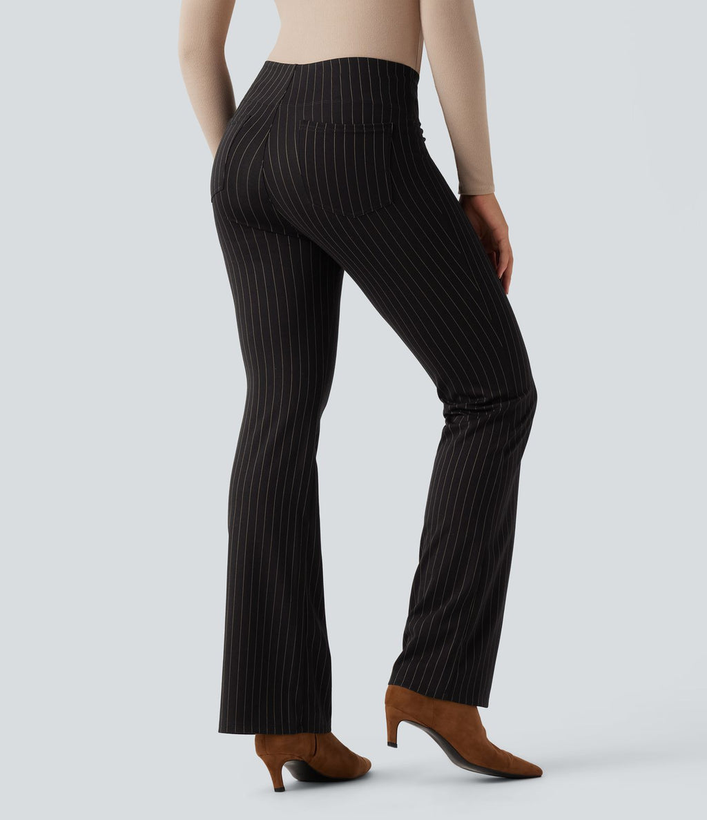 Halara Flex™ Pantalon tailleur évasé à rayures taille haute avec poches