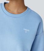 Sweat-shirt décontracté Halara oversize en polaire avec lettrage brodé et bords côtelés contrastés