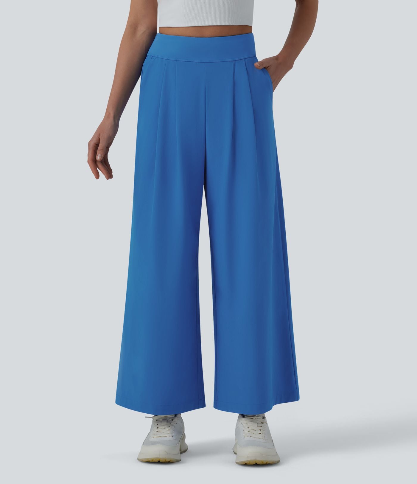 Pantalon large yoga plissé taille haute longueur cheville à séchage rapide Breezeful™ avec poches