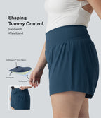 Short de yoga SoftlyZero™ Airy grande taille effet gainant 2-en-1 effet frais, entrejambe 13cm taille haute avec poches