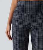 Pantalon de yoga droit Halara UltraSculpt™ taille haute gainant à motif tartan avec poches