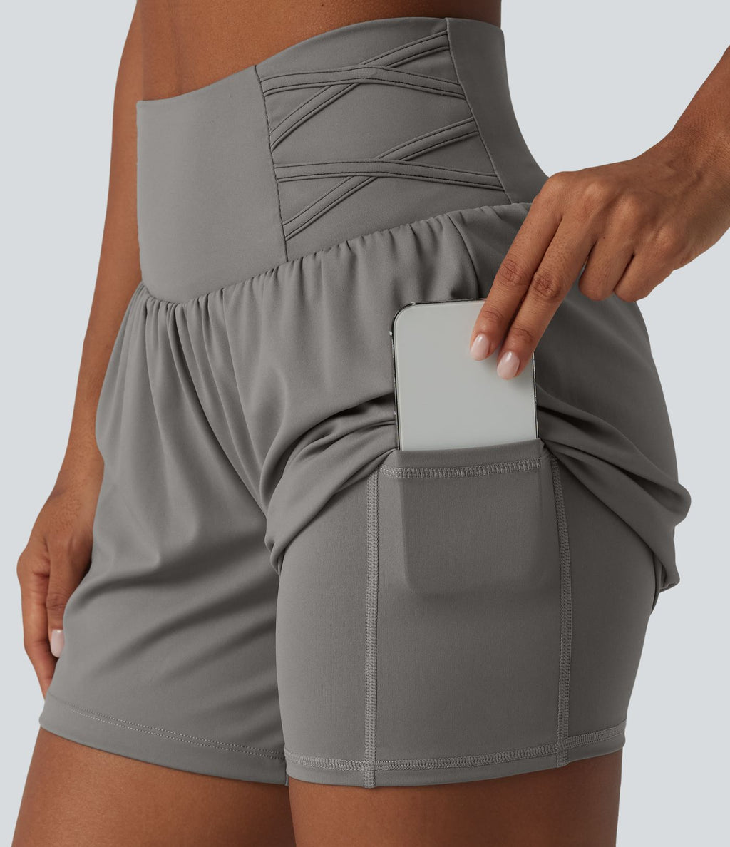 Short de yoga SoftlyZero™ Airy taille très haute 2-en-1 effet frais InstantCool 12,5 cm avec poches