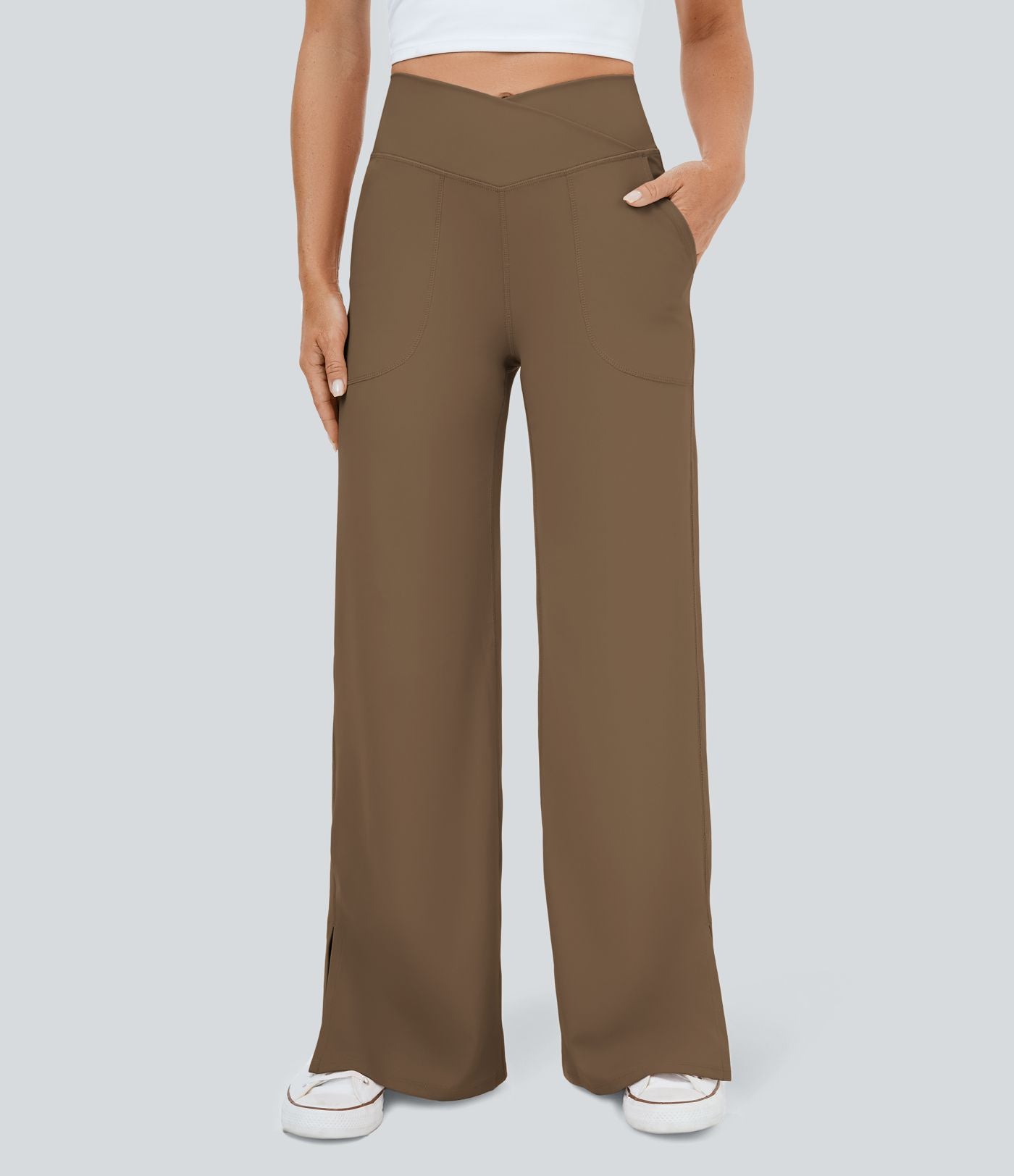 Pantalon yoga large croisé avec ourlet et poches DayStretch - Smile