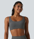 Brassière de sport Halara UltraSculpt™ à rayures jacquard, maintien léger, décolleté en U et découpe intégrée