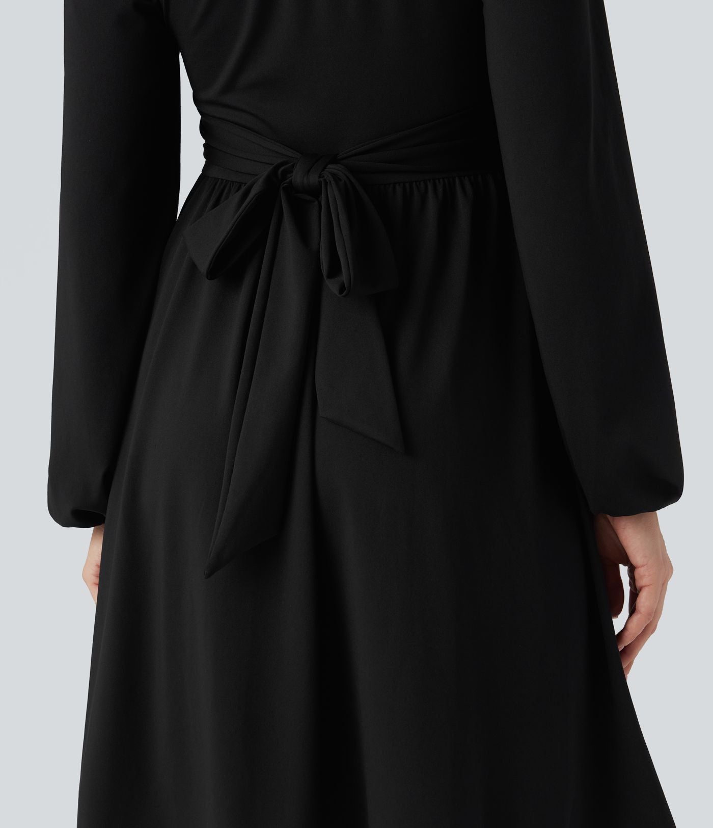 Robe décontractée mini décolleté carré manches longues laçage corset avec lien dos