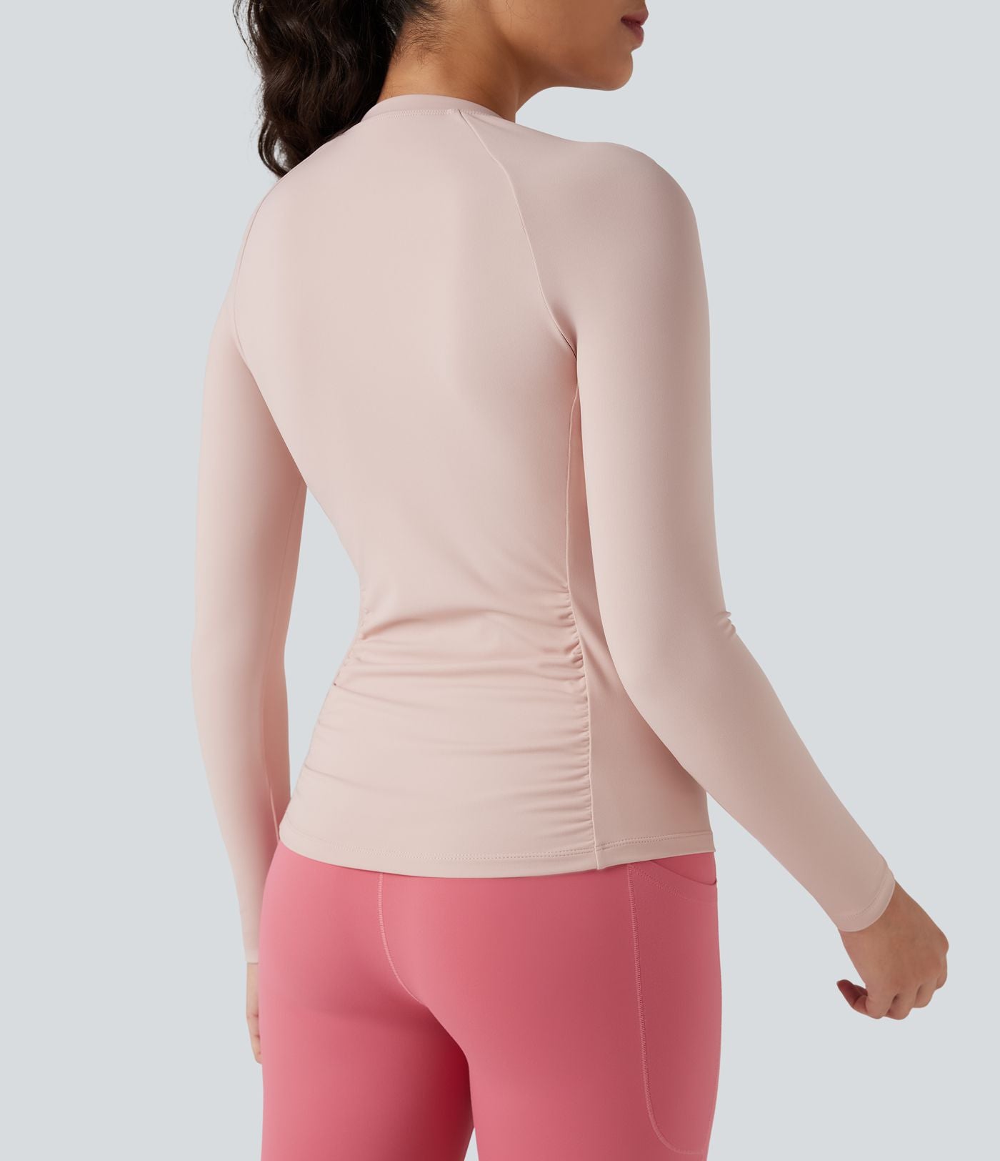 Top de sport yoga ajusté col rond manches longues raglan
