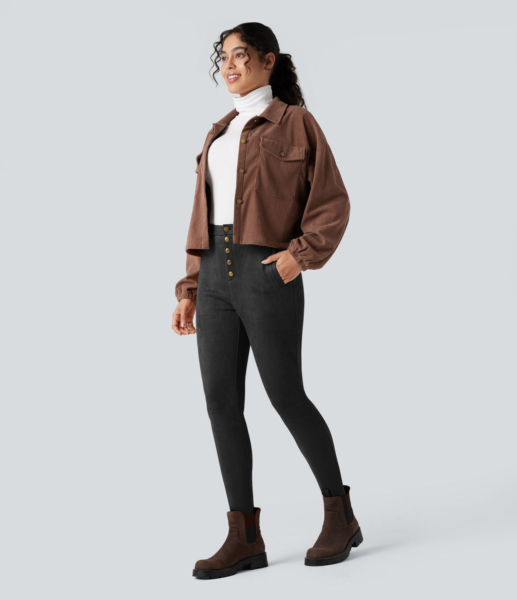 Legging suédine taille haute avec poches