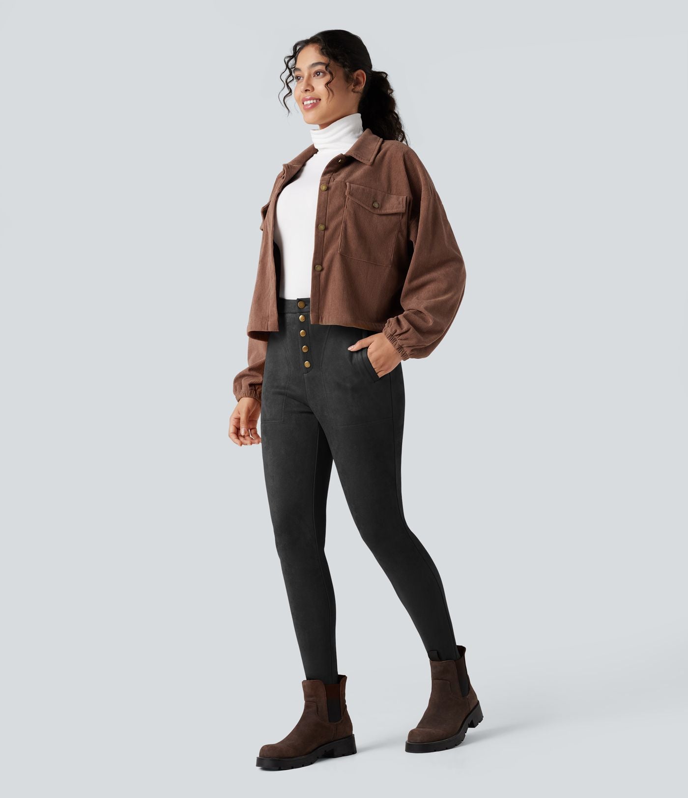 Legging suédine taille haute avec poches