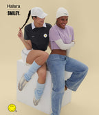 T-shirt casual en coton délavé Halara X Smiley® col rond à manches courtes