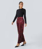Pantalon en Velours Taille Haute avec Bouton Multipoches Droites
