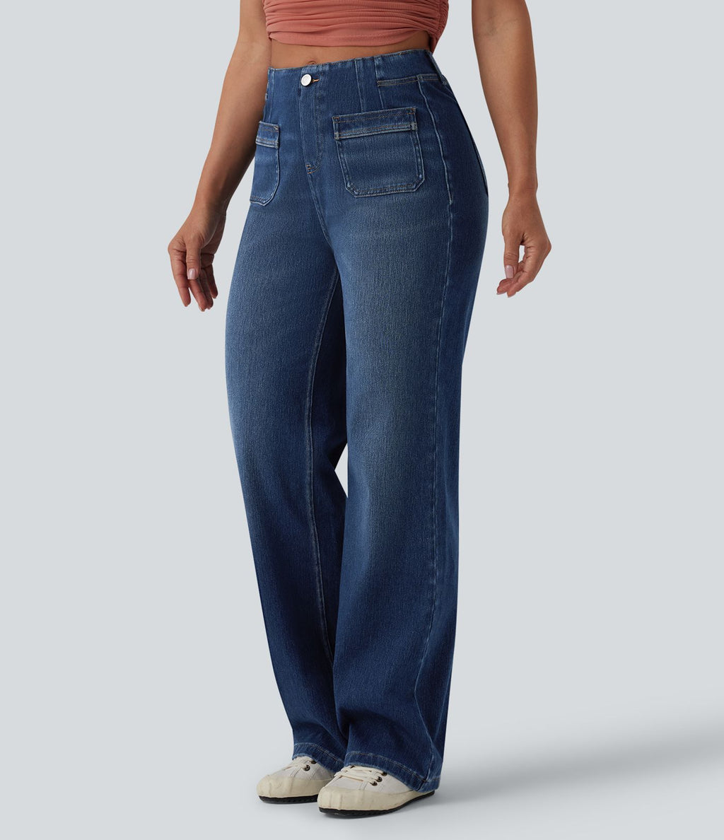 Jean droit Halara Flex™ casual taille haute avec poches