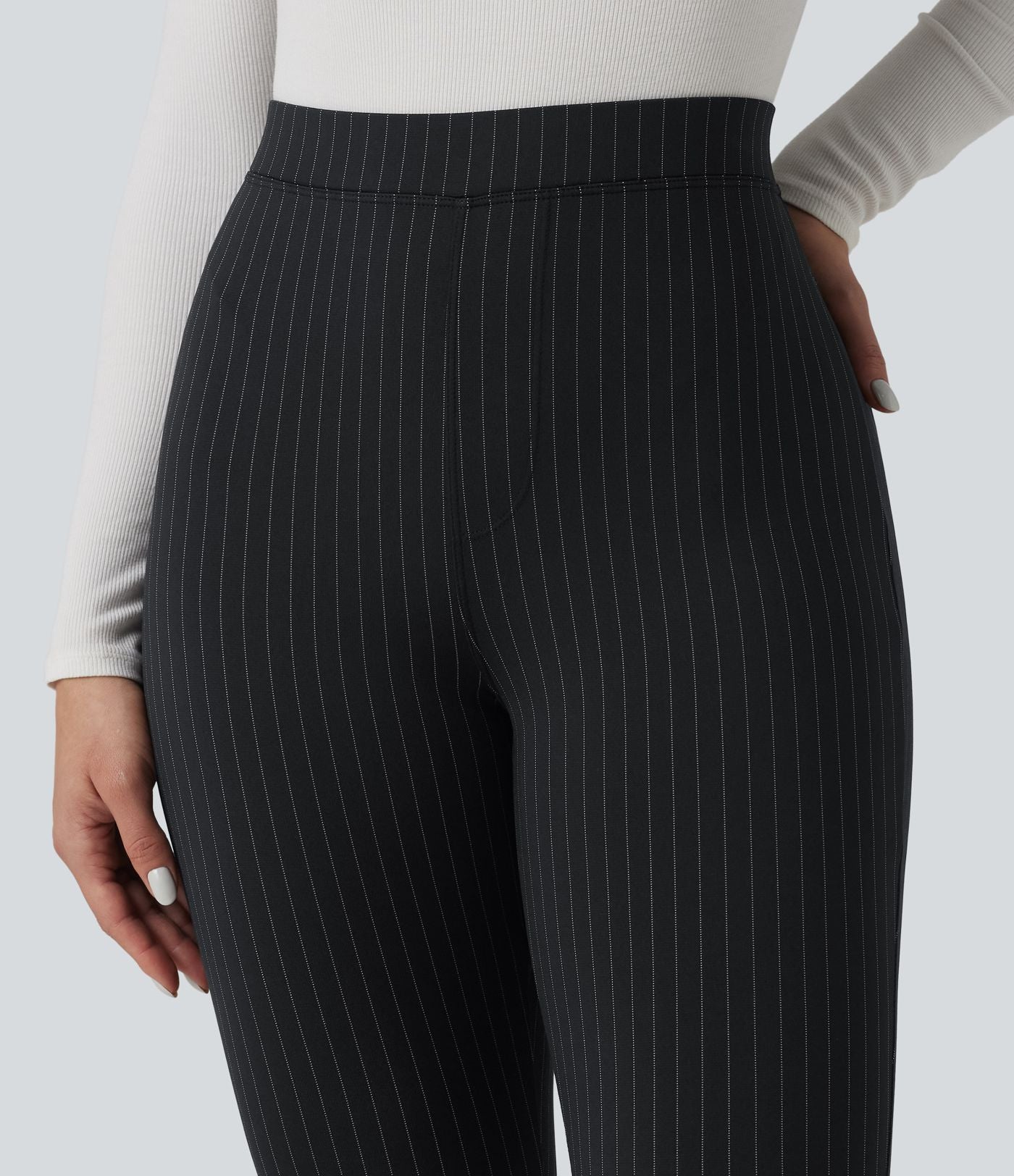 Pantalon bureau taille haute coupe skinny avec poches