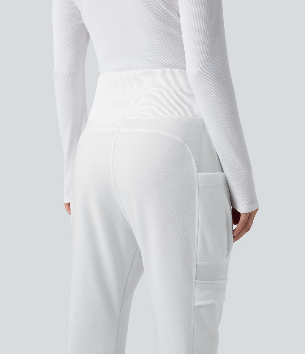 Jogging jogging cargo sarouel en polaire taille haute avec poches multiples