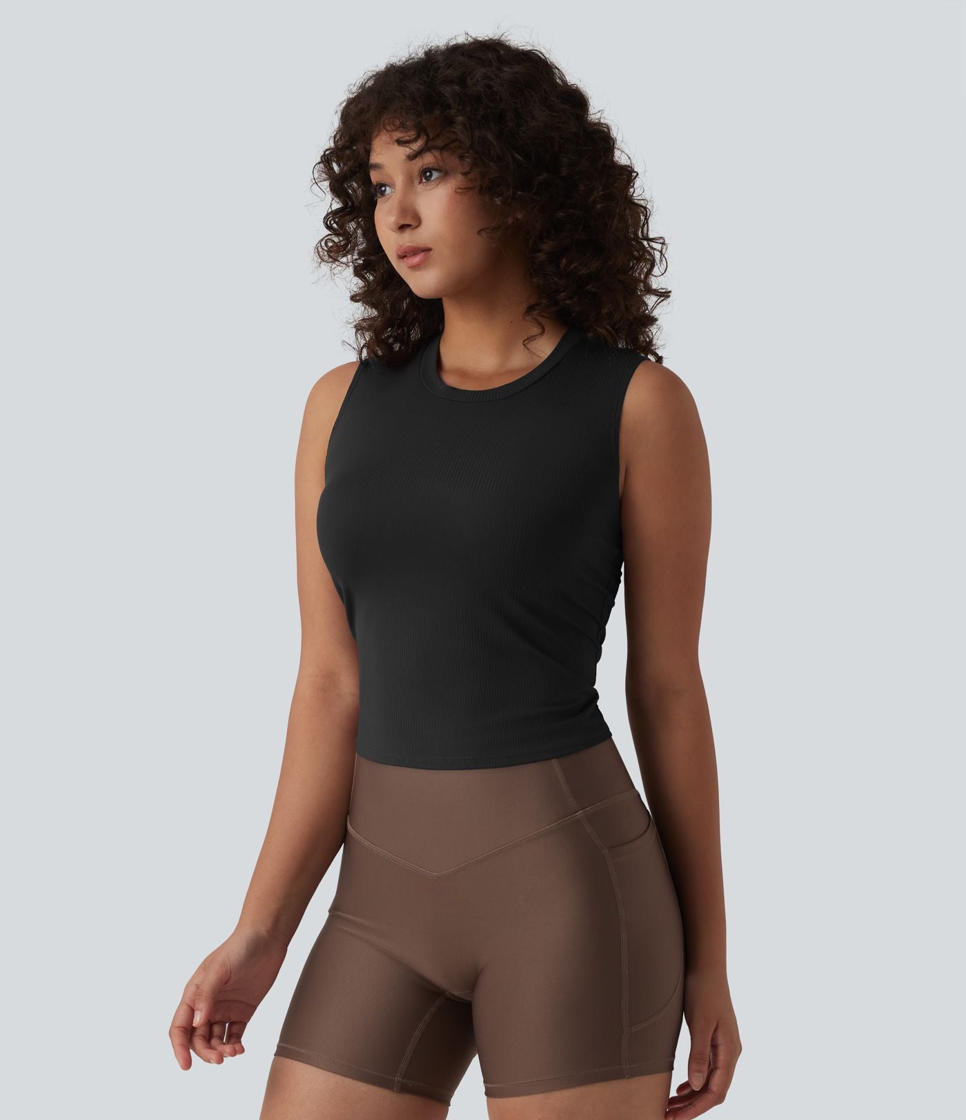 Débardeur de sport maille côtelée col rond
