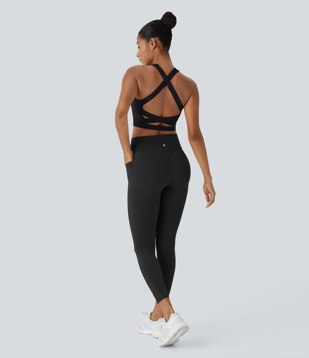 Legging d'entraînement gainant galbant taille haute avec effet scrunch et poches Halara UltraSculpt™