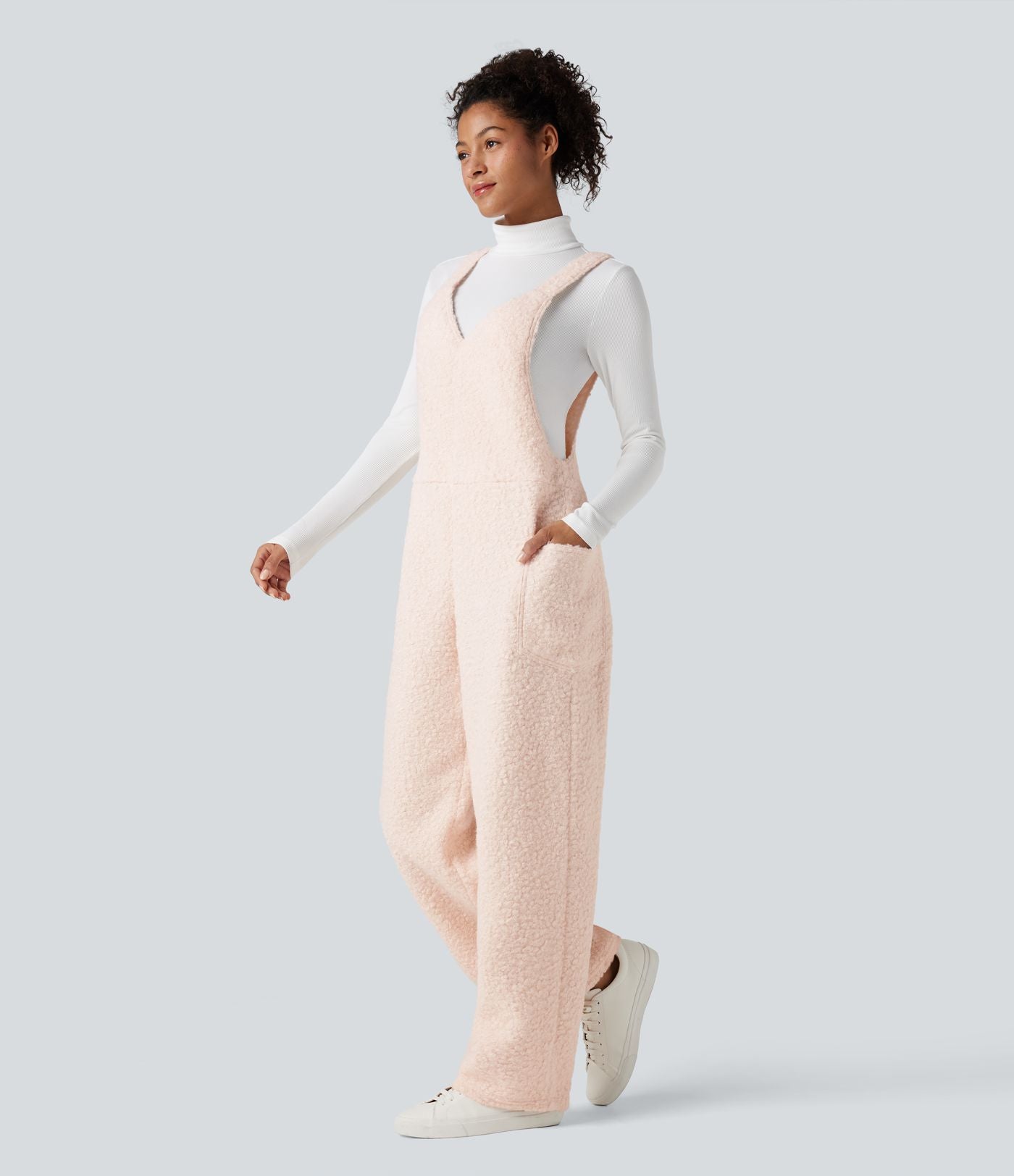 Salopette teddy col V avec poches