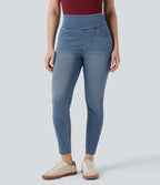 Legging denim Halara Flex™ 7/8 skinny push-up gainant taille haute avec poches