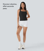 Débardeur de course crop top dos nu col carré bretelles croisées Softlyzero™ Airy Cool Touch - longueur rallongée - UPF50+