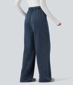Pantalon jogging en coton molleton français délavé taille haute avec cordon de serrage et poches
