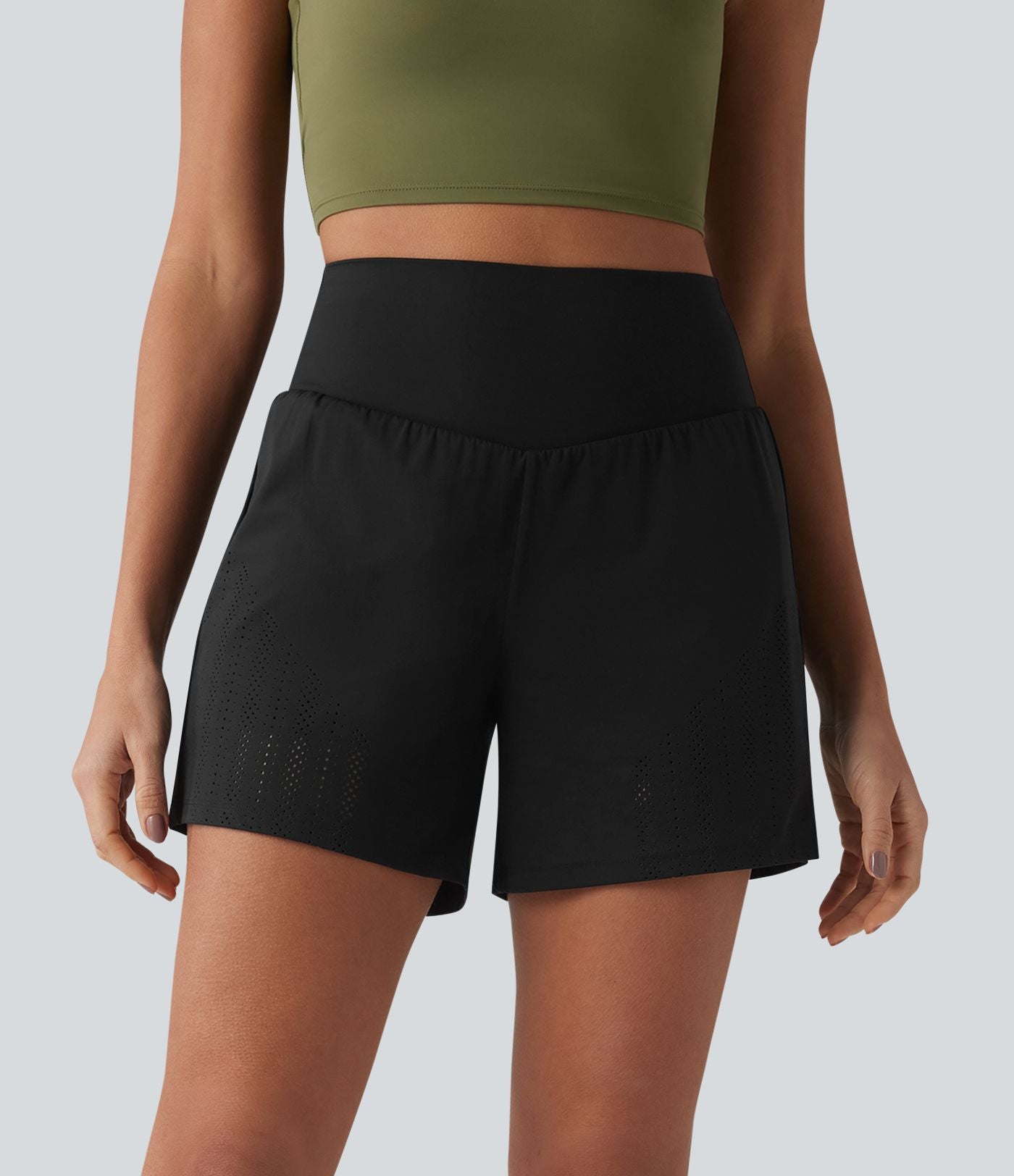 Short de course 2-en-1 12,5 cm taille haute avec poches