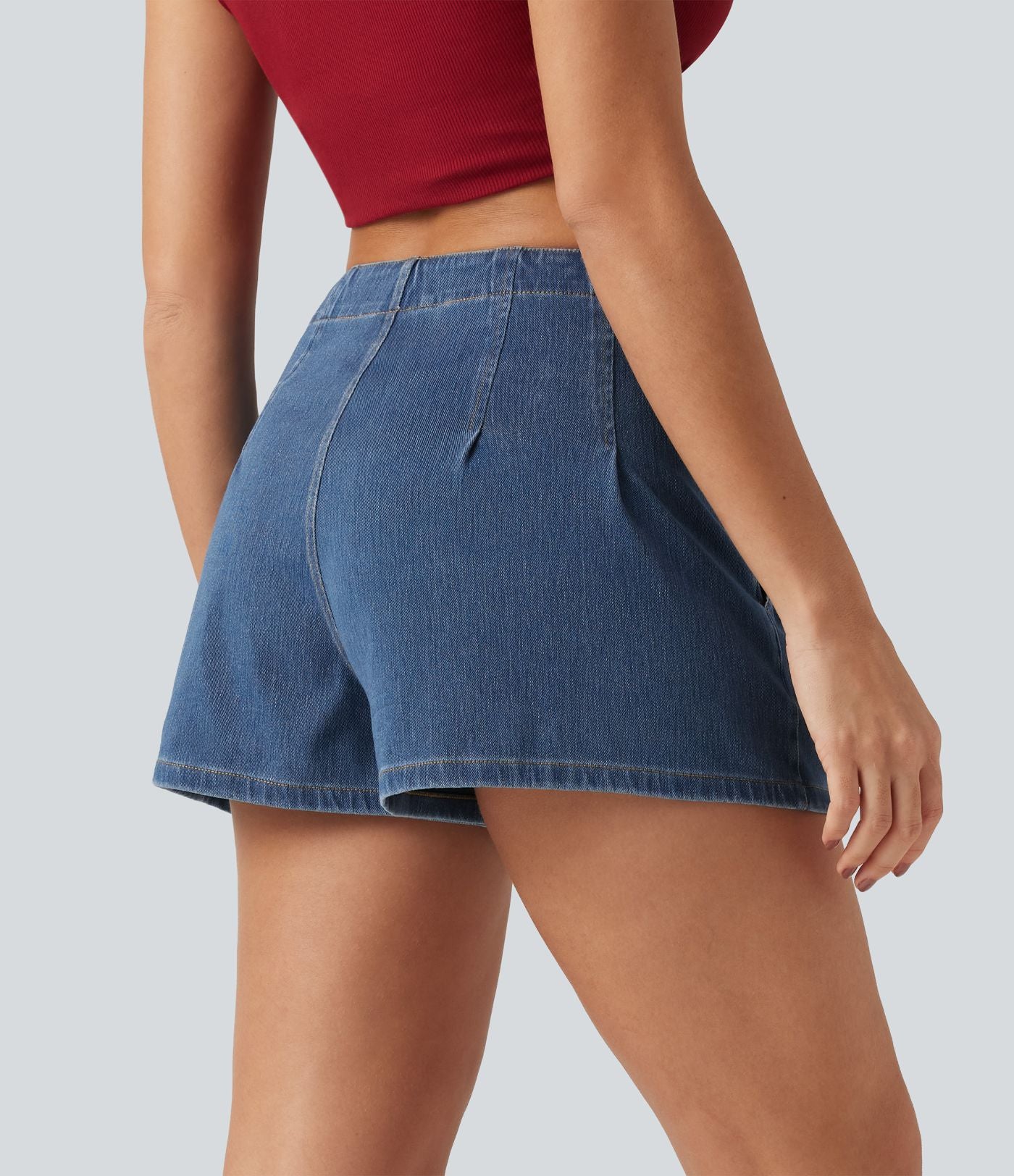 Halara Flex™ Short en denim taille haute 7,5 cm avec poches
