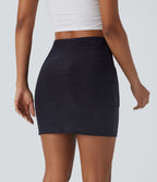Mini jupe moulante taille haute effet sparkle, avec poches