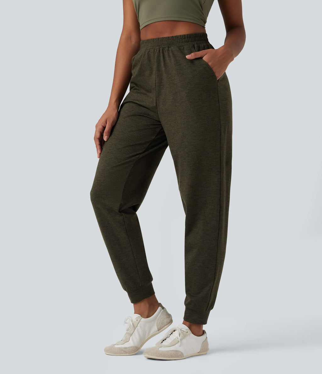 Jogging décontracté  thermique taille haute séchage rapide avec poches-UPF40+