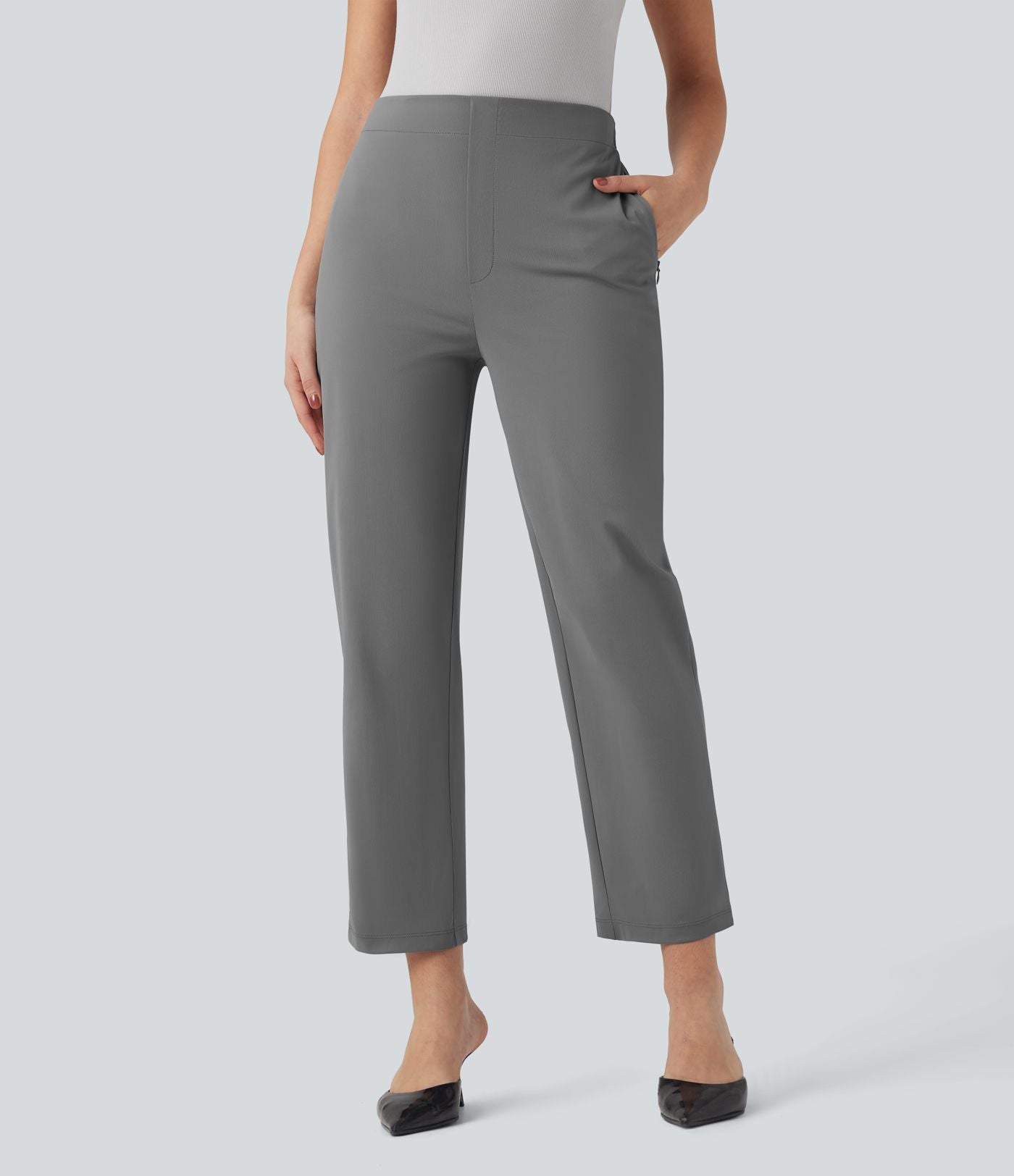 Pantalon de travail Halara Flex™ droit 7/8, taille haute, avec poches